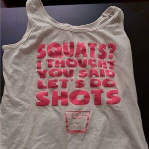 Anvil White Tank Top with Pink Print